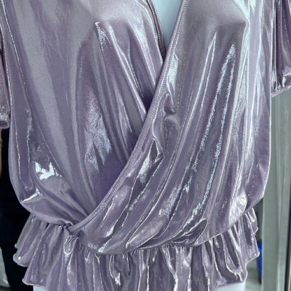 ZARA Lilac Metallic Wrap Around Top Size S - Picture 5 of 8